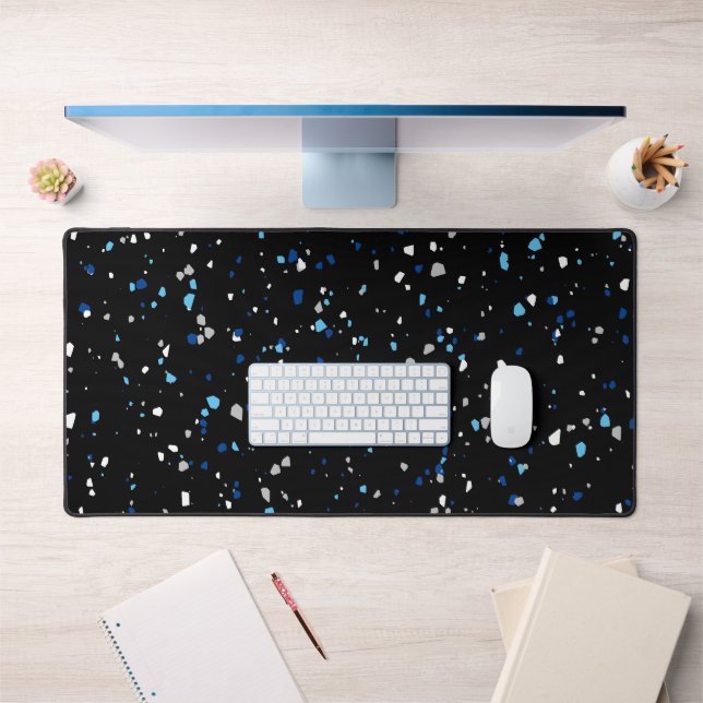Motif moderne tendance Noir bleu Terrazzo (Bureau 1)