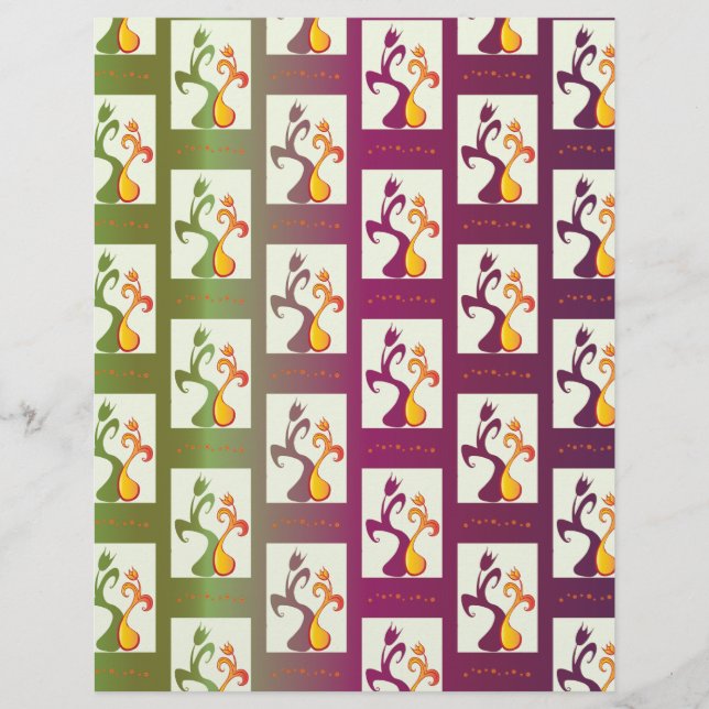 Motif moderne vert et violet Tulip Couple (Devant)