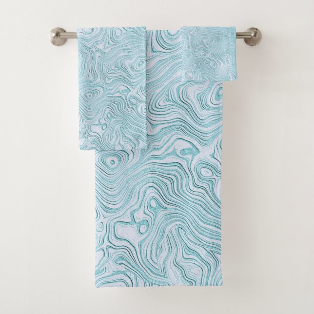 Motif Moire en soie à Bright Aqua (En situation)