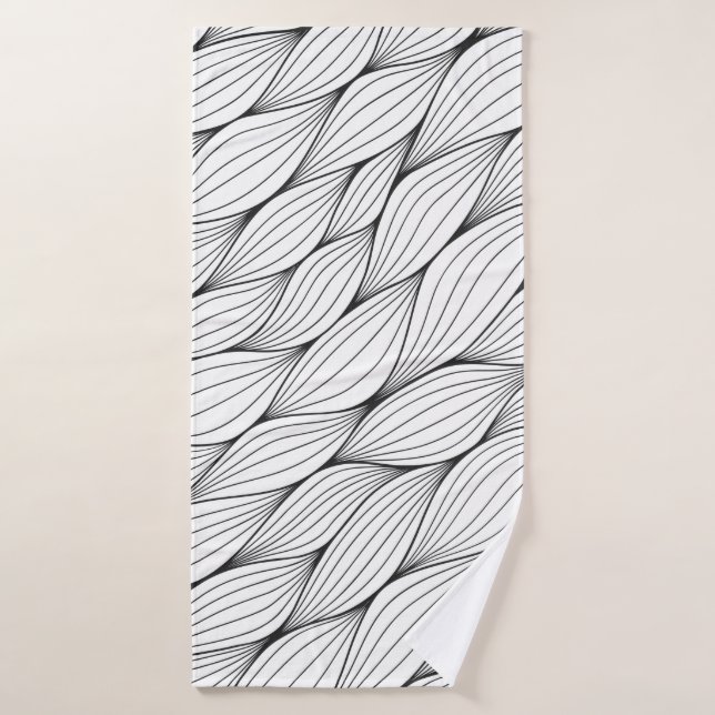 Motif monochrome sans couture avec abstrait courbé (Serviette de bain)