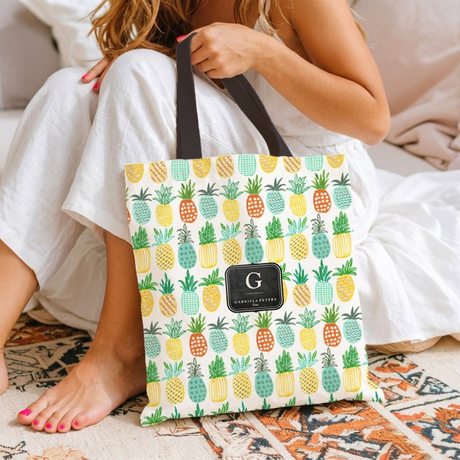 Motif Monogramme ananas | SAC FOURRE-TOUT (Pineapple Monogram Summer Fruit Pattern Tote bag)