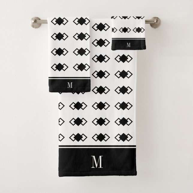 Motif monogramme et triple diamant en noir et blan (En situation)