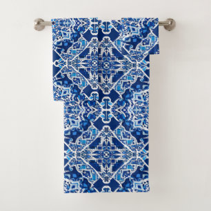 Motif mosaïque en bleu indigo et cobalt