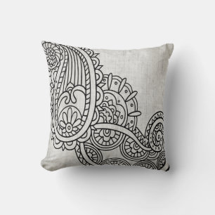 Motif Motif Mehndi Gris Lancer Oreiller