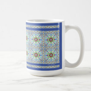 Motif Mug en tuiles florales colorées (bleu Dk)