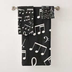 Motif Music Notes en noir et blanc