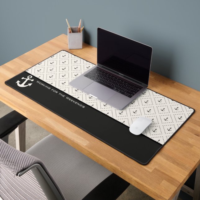 Motif nautique noir blanc avec ancre (Bureau 2)