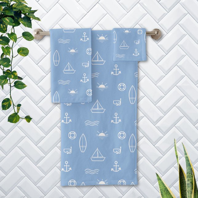 Motif Nautique Océan Estival Bleu (In situ Bathroom wall)