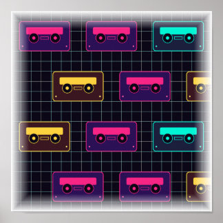 Motif Neon Mixtape - Impression de cassette rétro