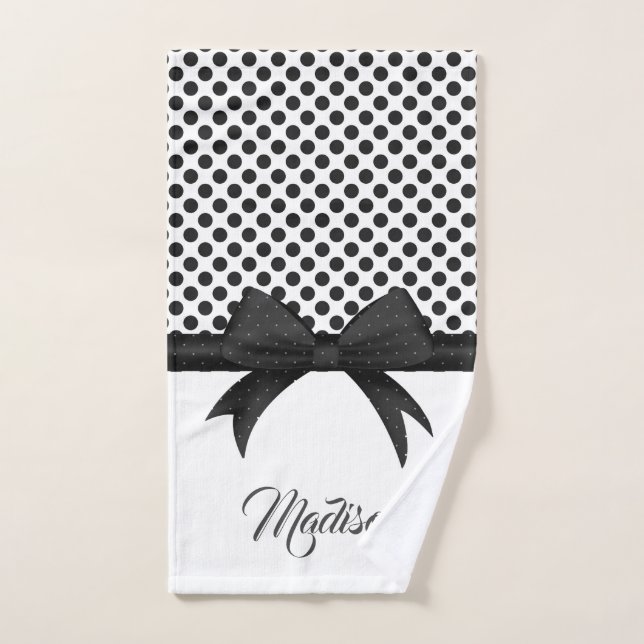 Motif noir à mâchoires et points (Serviette à main)