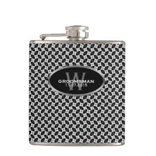 Motif noir blanc Nom personnalisé Flacon de hanche