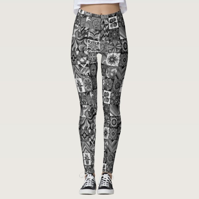 Motif Noir+Blanc Rétro Années 70 Collant Personnal (Devant)