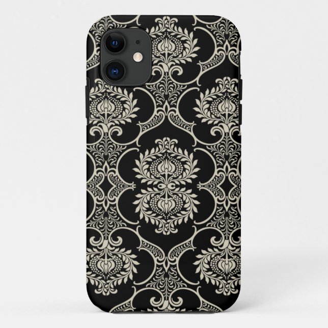 Motif noir et blanc Damask iPhone 5 Coque (Dos)
