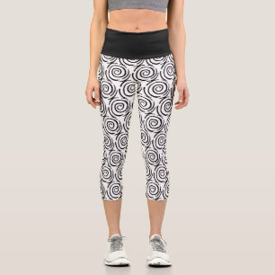 Motif noir et blanc Encre spirale Capri Leggings