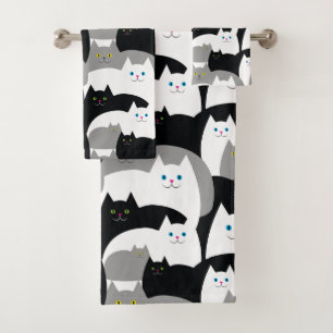 Motif noir et blanc moderne de chat de Kitty