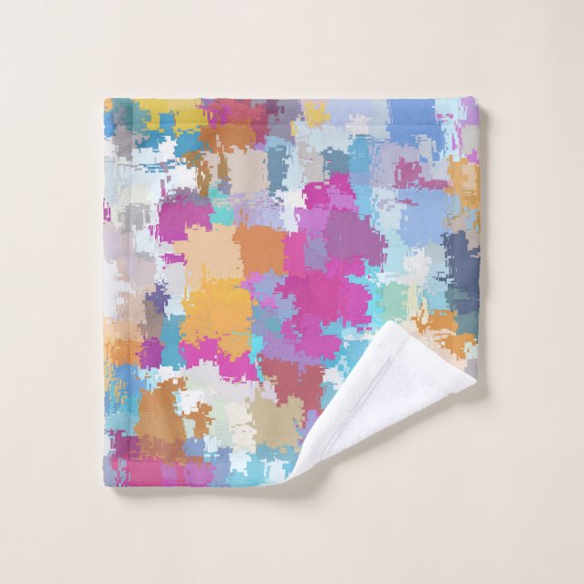 Motif numérique Camo bleu jaune rose (Gant de toilette)