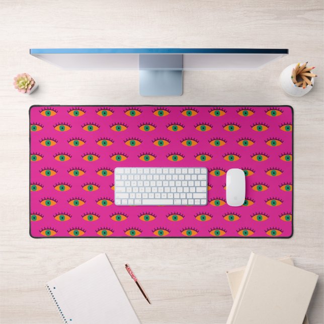 Motif oculaire rétro Fuchsia Pink BOHO (Bureau 1)