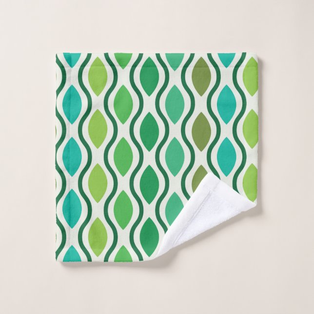 Motif Ogee géométrique vert moderne du milieu du s (Gant de toilette)