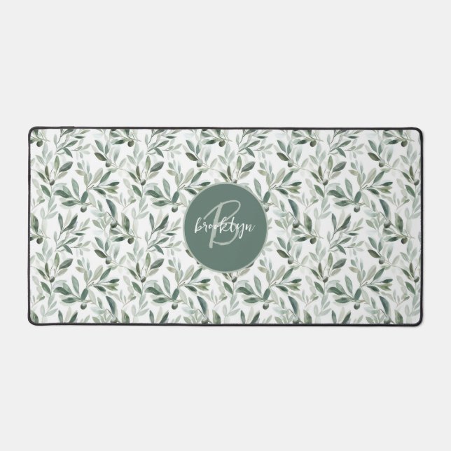 Motif Olive Rustique Vert Sauge Monogramme (Recto)