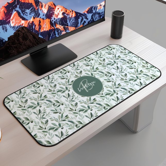 Motif Olive Rustique Vert Sauge Monogramme (Créateur téléchargé)
