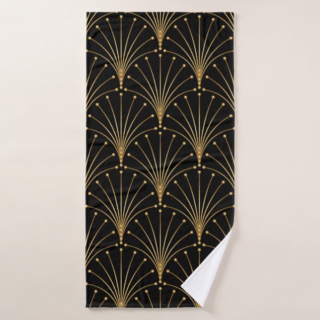 Motif or et noir. Arrière - plan de luxe (Serviette de bain)