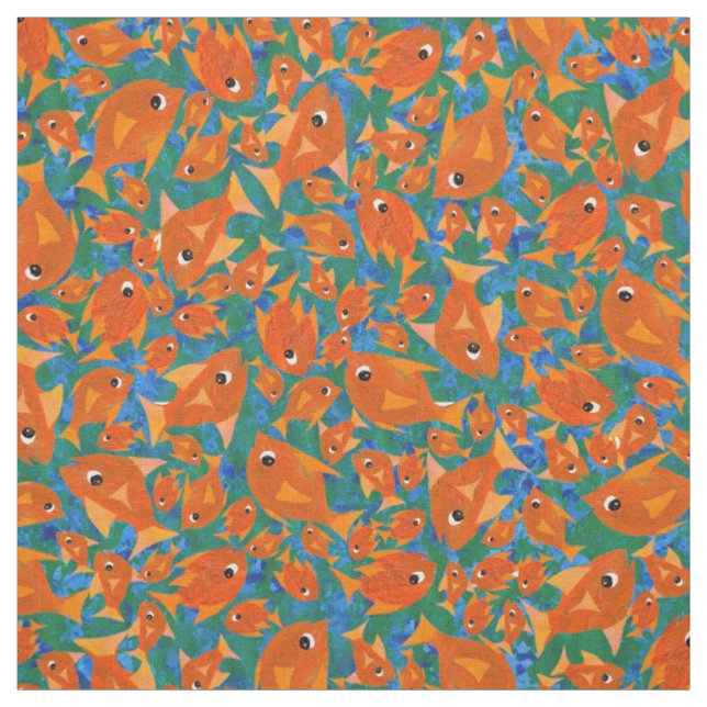 Motif orange Ditzy de poissons sur le tissu de (Échantillon)