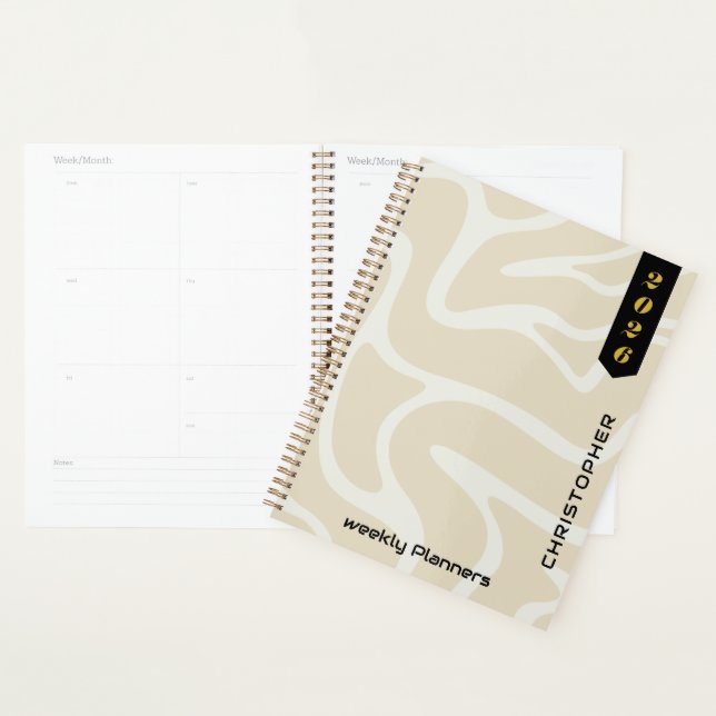 Motif organique crème beige avec script personnali (Devant avec enveloppe)