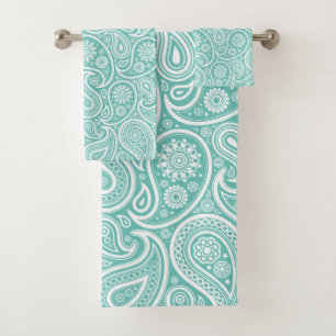 Motif paisible blanc et turquoise