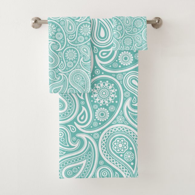 Motif paisible blanc et turquoise (En situation)