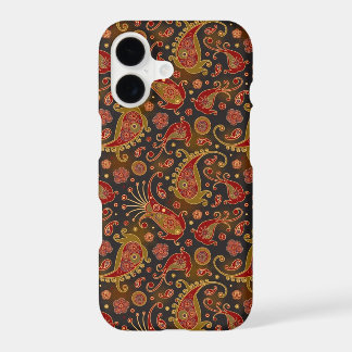Motif Paisley Rouge Foncé et Or