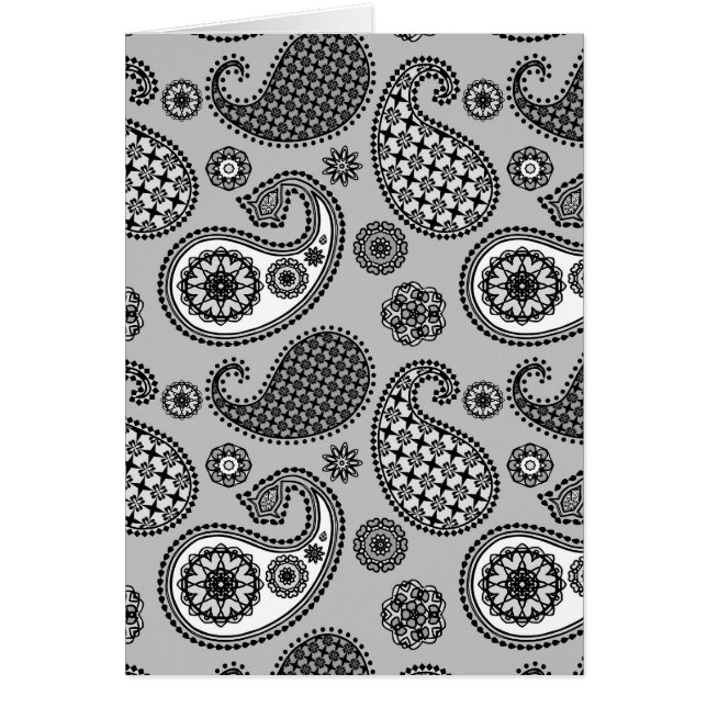 Motif Paisley, tons gris, noir et blanc (Devant)