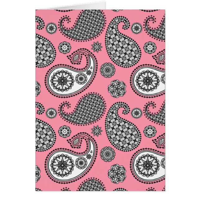 Motif Paisley, tons gris sur rose (Devant)
