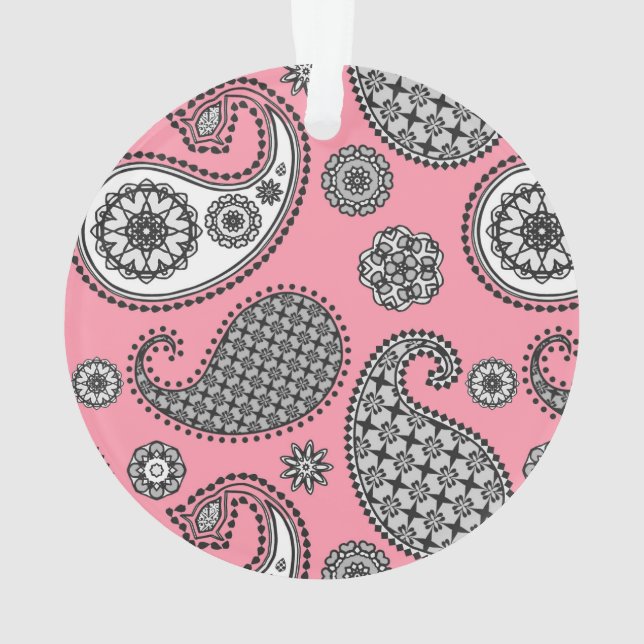 Motif Paisley, tons gris sur rose (dos)