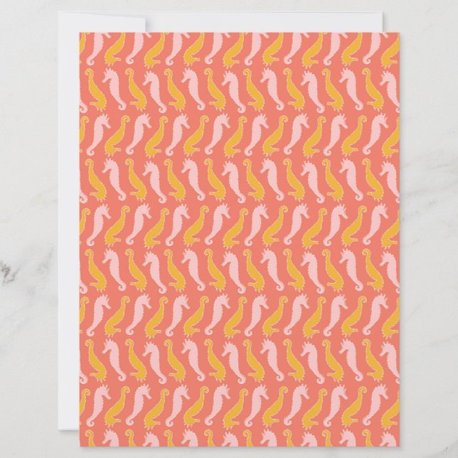 motif papier hippocampe et coquillages (Devant)