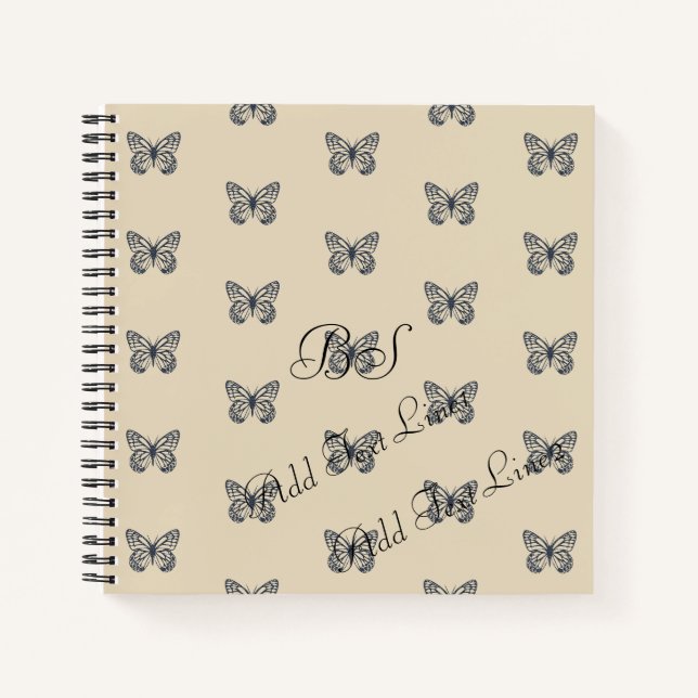 Motif Papillon bleu Denim Ajouter un Carnet texte (Devant)