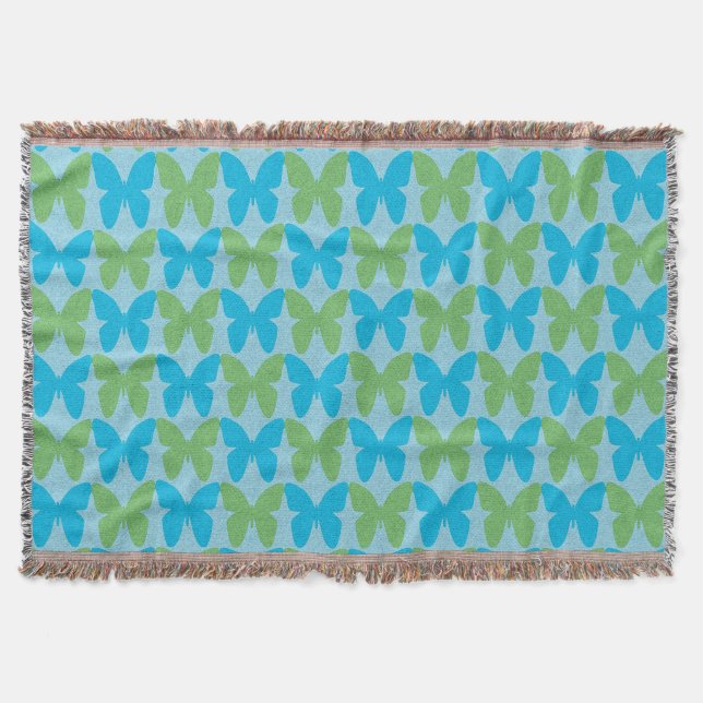 Motif papillon bleu et vert jettent la couverture (Devant)