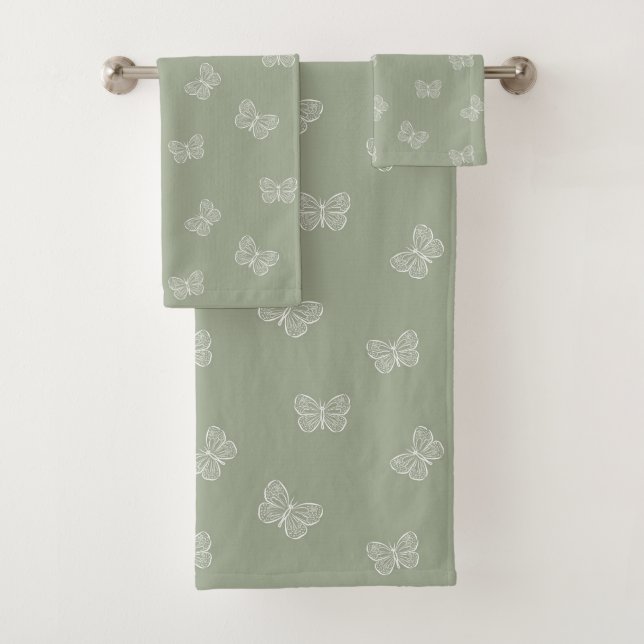 Motif papillon boho vert sauge moderne neutre (En situation)