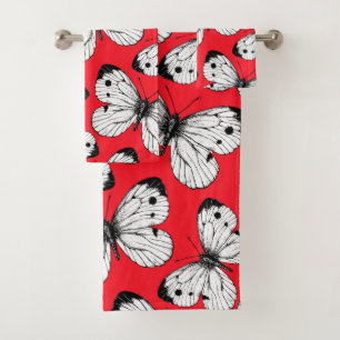 Motif papillon de chou sur rouge