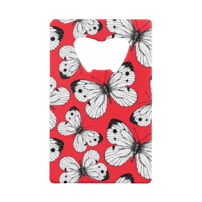 Motif papillon de chou sur rouge (Devant)