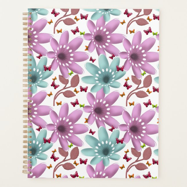 Motif papillon floral sans couture | Rose et menth (Devant)