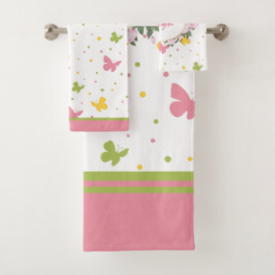 Motif Pastel Butterfly avec Fleurs et Nom