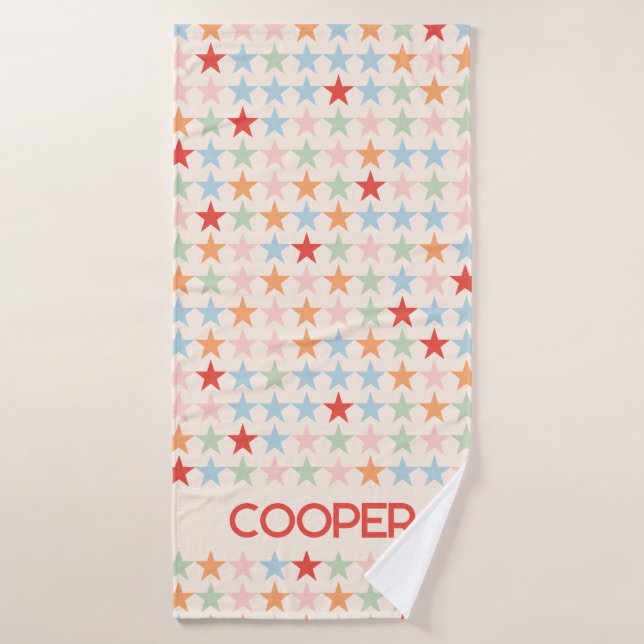 Motif pastel moderne avec nom (Serviette de bain)