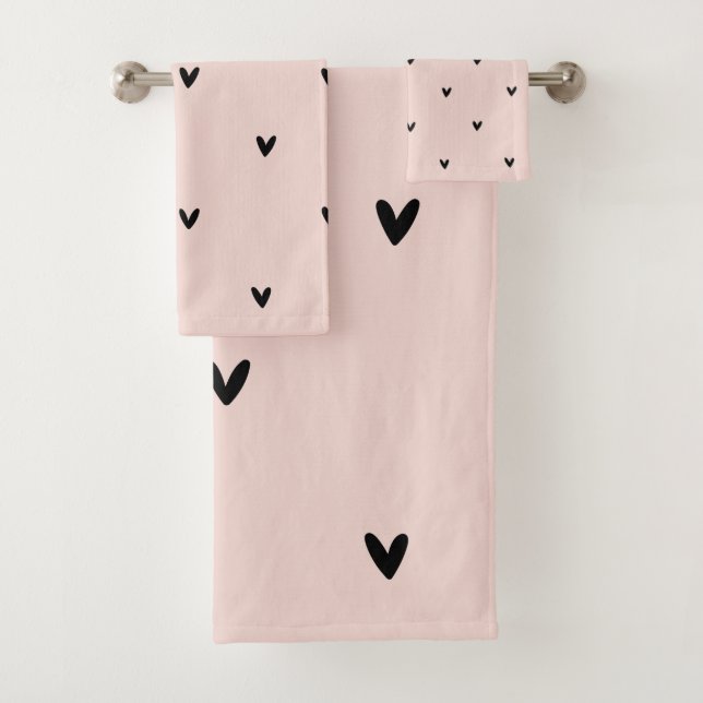Motif Pastel Moderne Rose et Coeurs Noirs (En situation)
