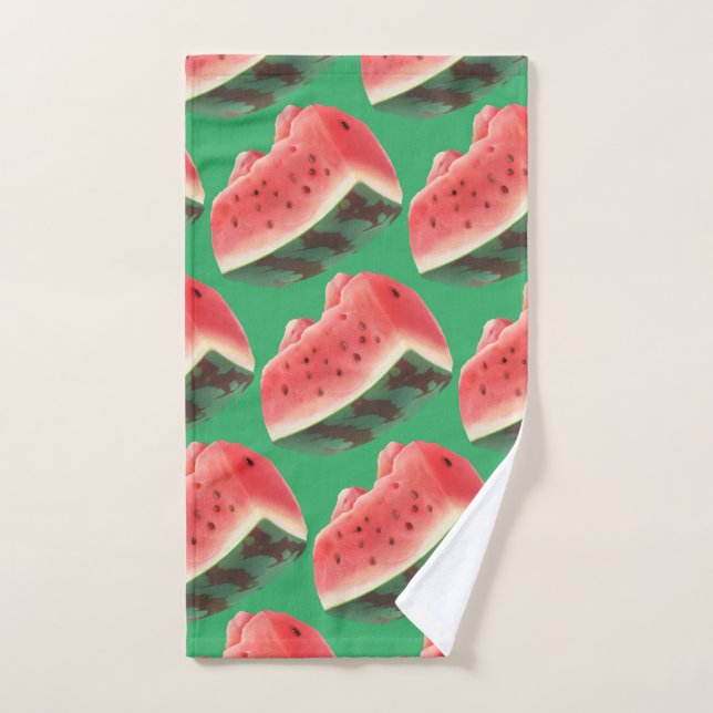 Motif Pastèque Juteuse : Dessin de Fruits d'Été (Serviette à main)