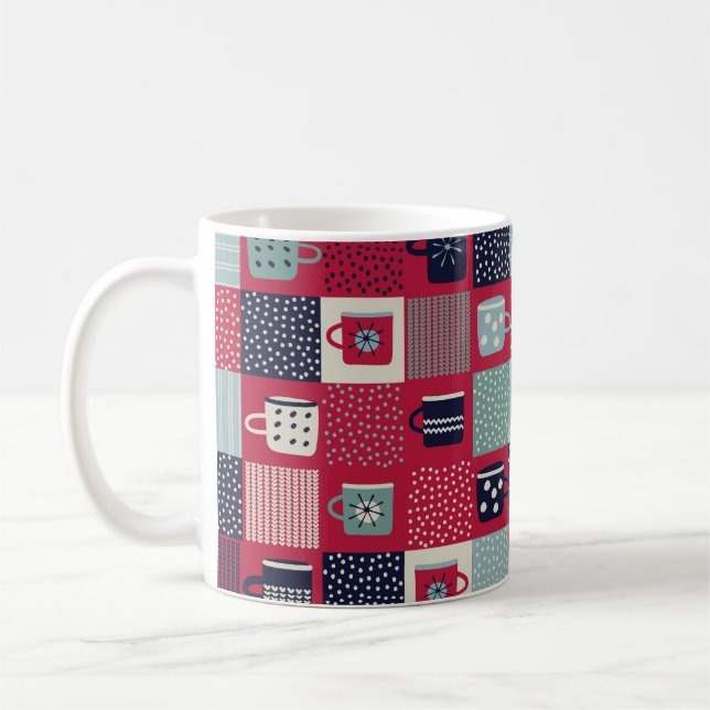 Motif, patchwork avec tasses dessinées à la main,  (Gauche)