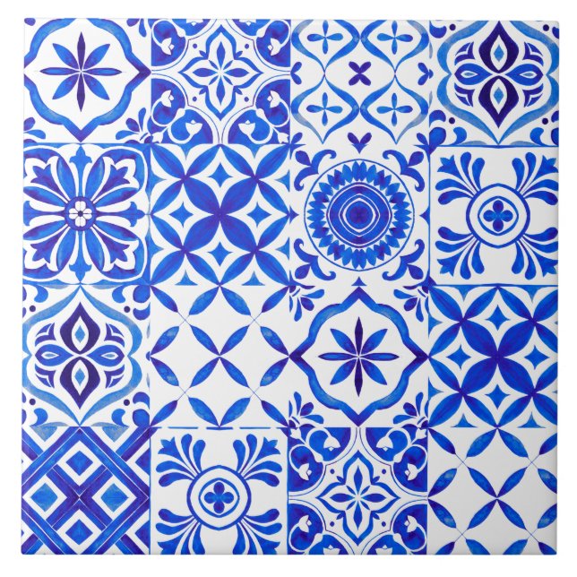 Motif Patchwork de Carreaux d'Azulejo Rouges Décor (Devant)