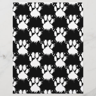 Motif Paw Chien Blanc Avec Paint Splatter