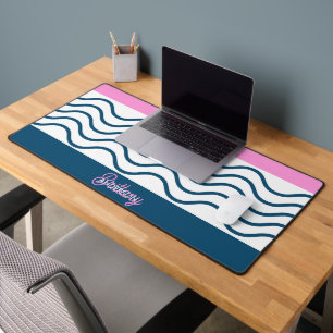 Motif personnalisé Bleu et rose rayures ondulées