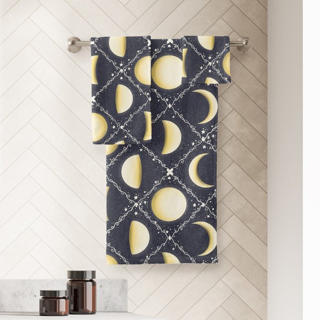 Motif Phases de lune céleste (Moon Phases Bath Towel Set)