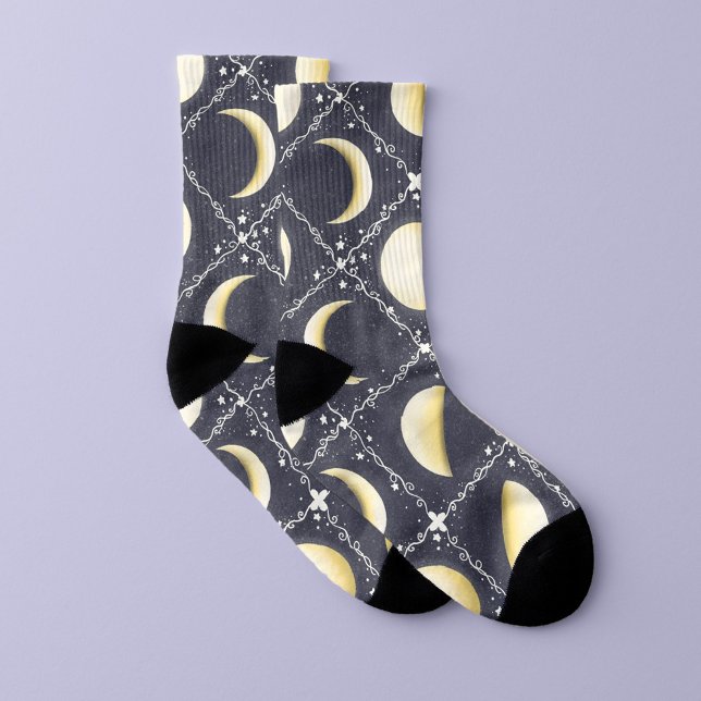 Motif Phases de lune céleste (Moon Phases Socks)
